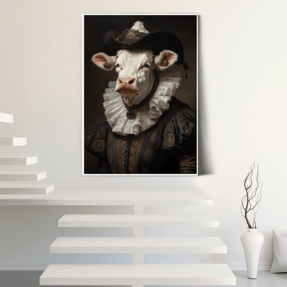 Cow In Renaissance Clothing Print