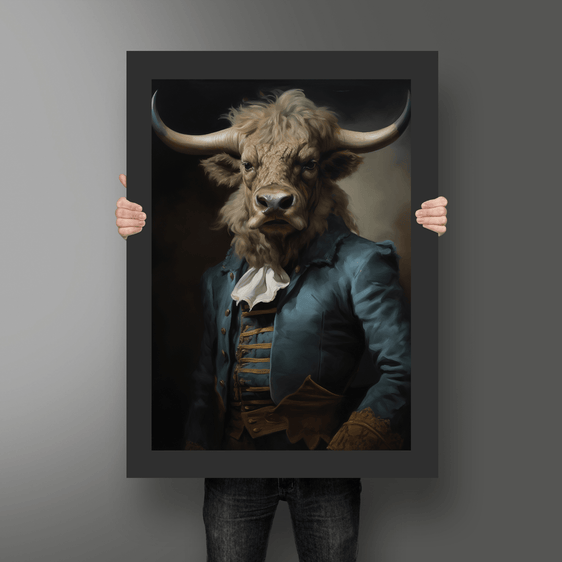 Bull Vintage Portrait Print