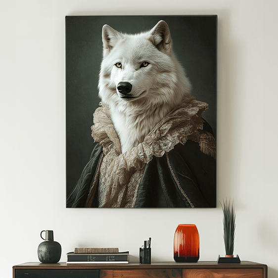 White Wolf In Victorian Outfit Print