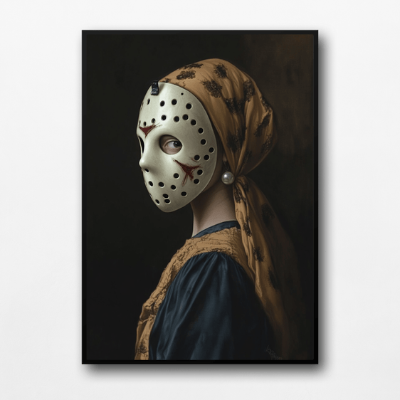 Girl With The Pearl Earring Wearing A Jason Vorhees Mask