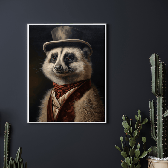 Meerkat Vintage Portrait Print