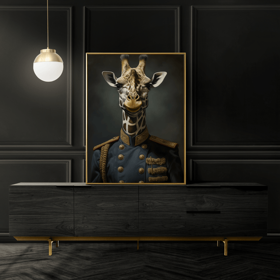 Military Giraffe Portrait Print 