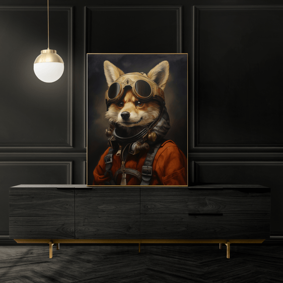 Fox Fighter Pilot Portrait Print 