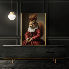 Red Squirrel Vintage Portrait Print 