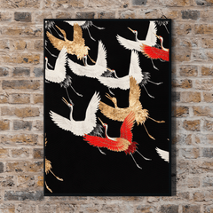 Japanese Flying Cranes Vintage Wall Art Print