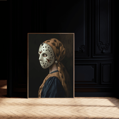 Girl With The Pearl Earring Wearing A Jason Vorhees Mask