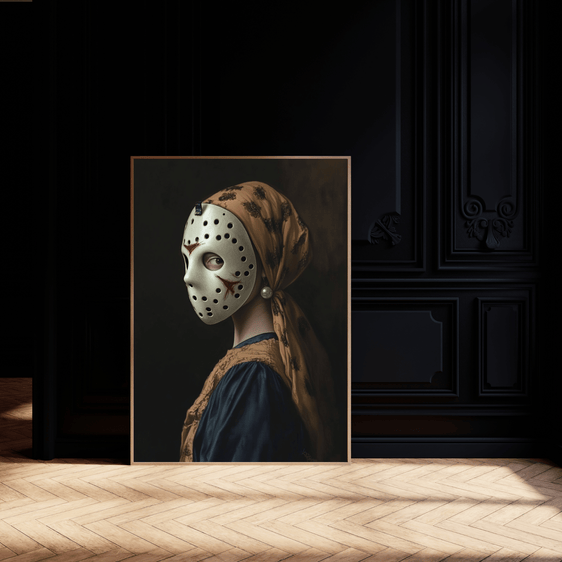 Girl With The Pearl Earring Wearing A Jason Vorhees Mask